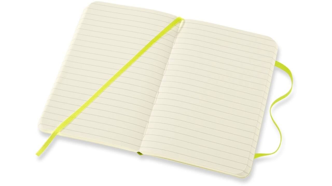 Notitieboek Moleskine pocket 90x140mm lijn soft cover lemon green