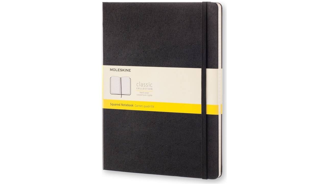 Notitieboek Moleskine XL 190x250mm ruit 5x5 hard cover zwart