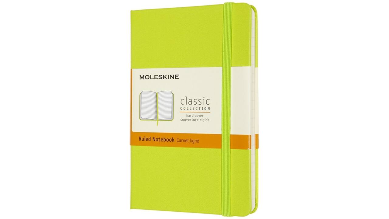 Notitieboek Moleskine pocket 90x140mm lijn hard cover lemon green
