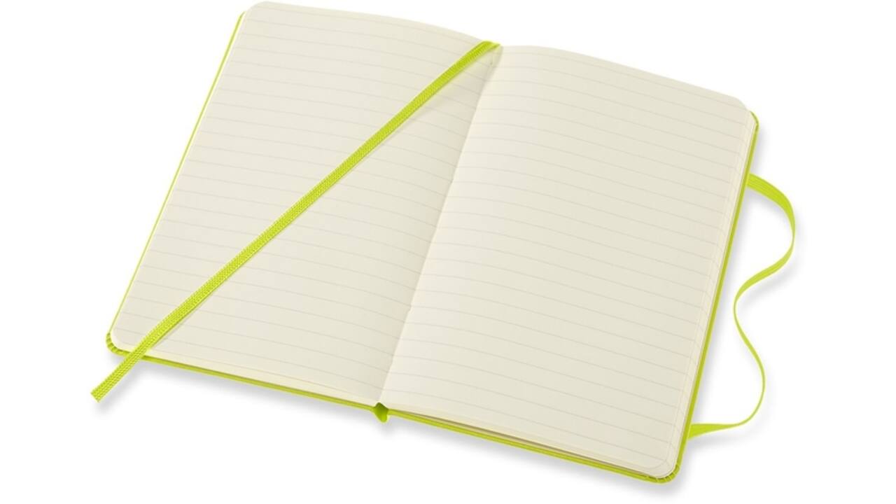 Notitieboek Moleskine pocket 90x140mm lijn hard cover lemon green