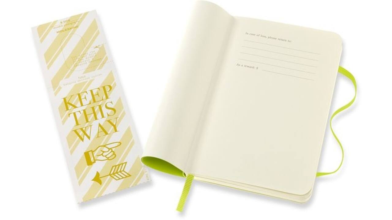 Notitieboek Moleskine pocket 90x140mm blanco soft cover lemon green