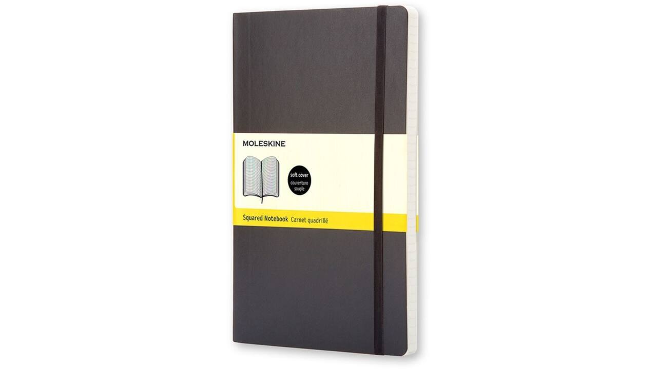 Notitieboek Moleskine pocket 90x140mm ruit 5x5mm soft cover zwart
