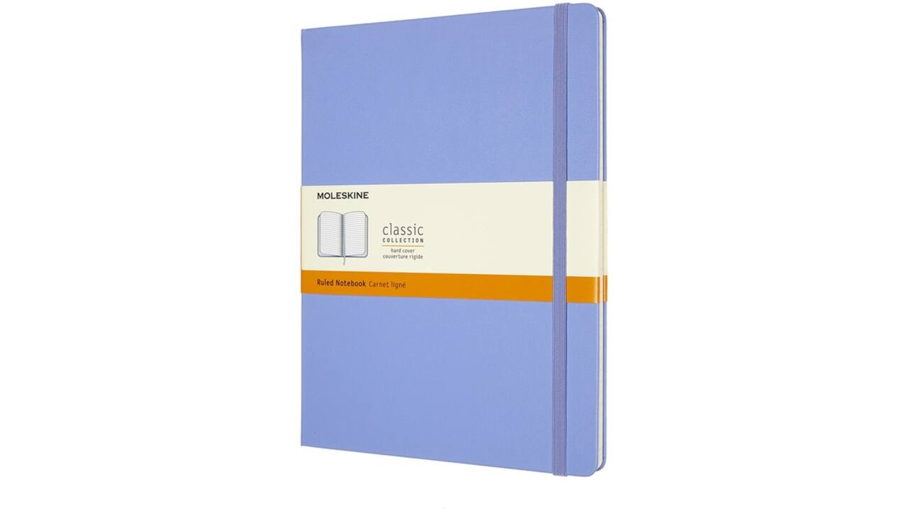 Notitieboek Moleskine XL 190x250mm lijn hard cover hydrangea blue