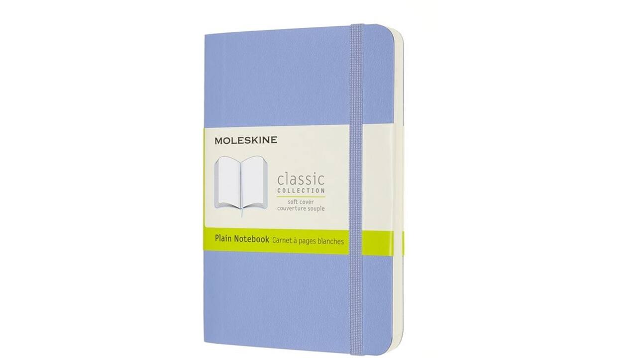 Notitieboek Moleskine pocket 90x140mm blanco soft cover hydrangea blue