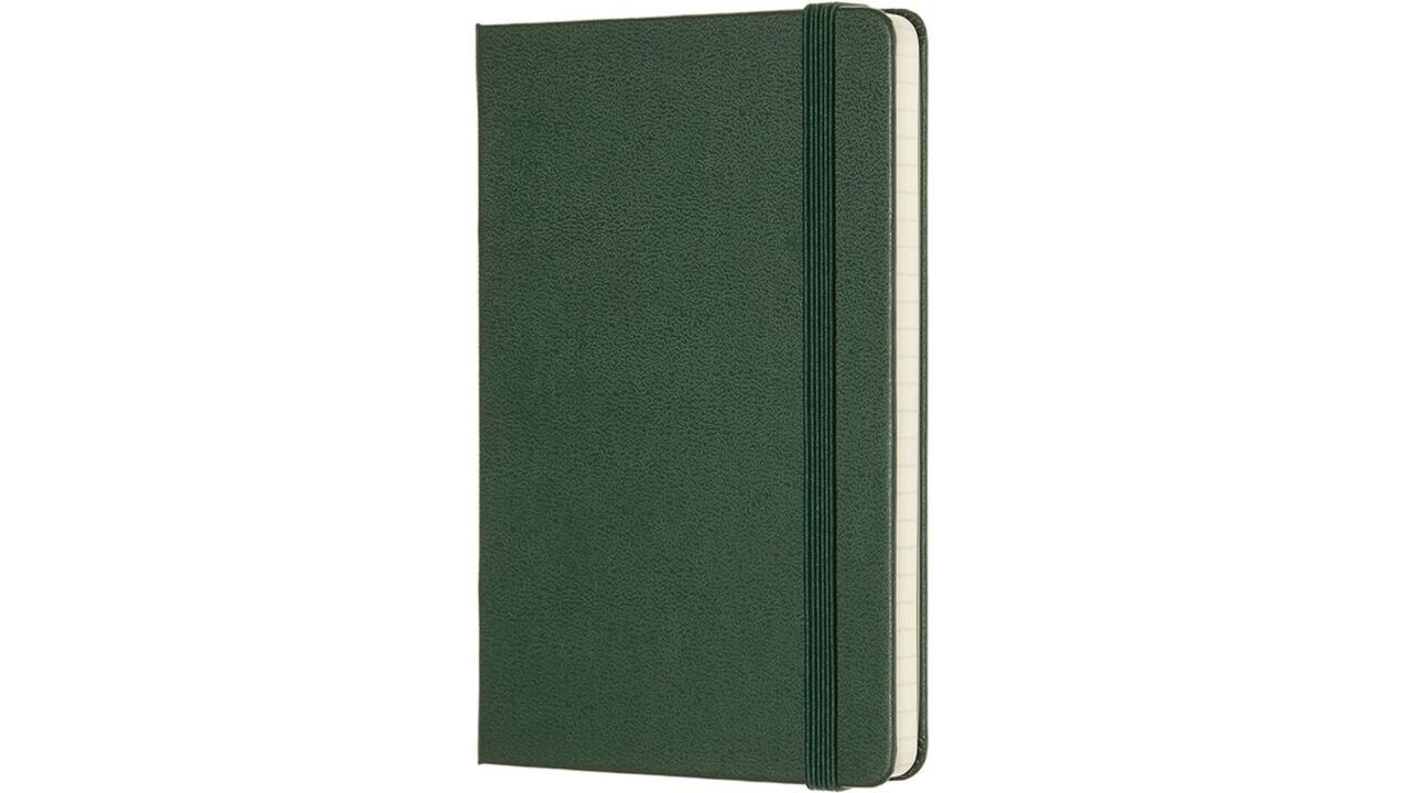 Notitieboek Moleskine pocket 90x140mm ruit 5x5mm hard cover myrtle green