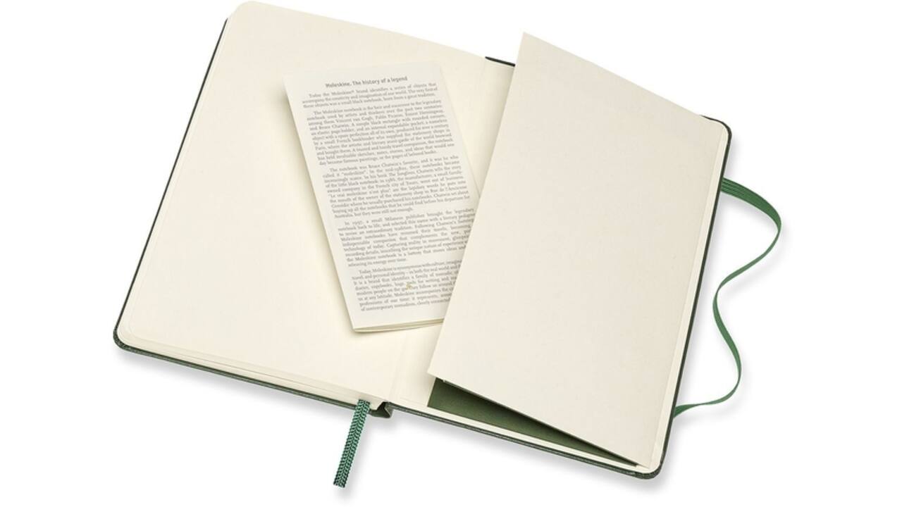 Notitieboek Moleskine pocket 90x140mm ruit 5x5mm hard cover myrtle green