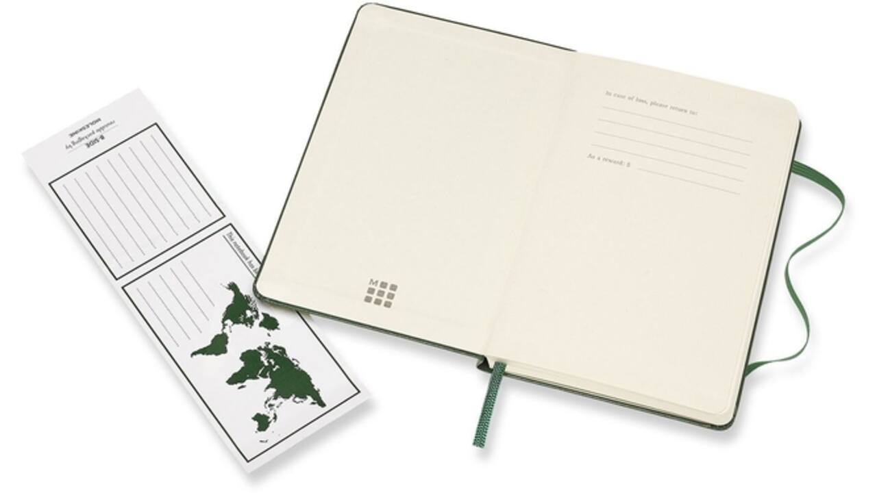 Notitieboek Moleskine pocket 90x140mm ruit 5x5mm hard cover myrtle green