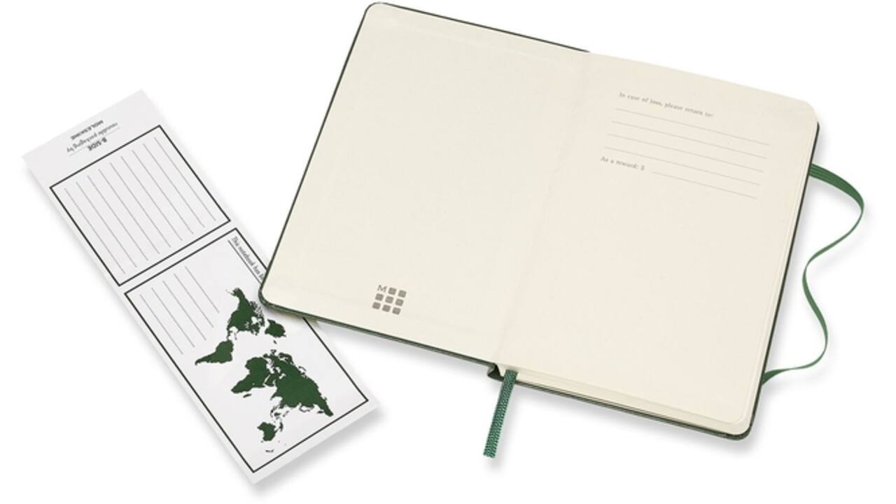 Notitieboek Moleskine pocket 90x140mm blanco hard cover myrtle green