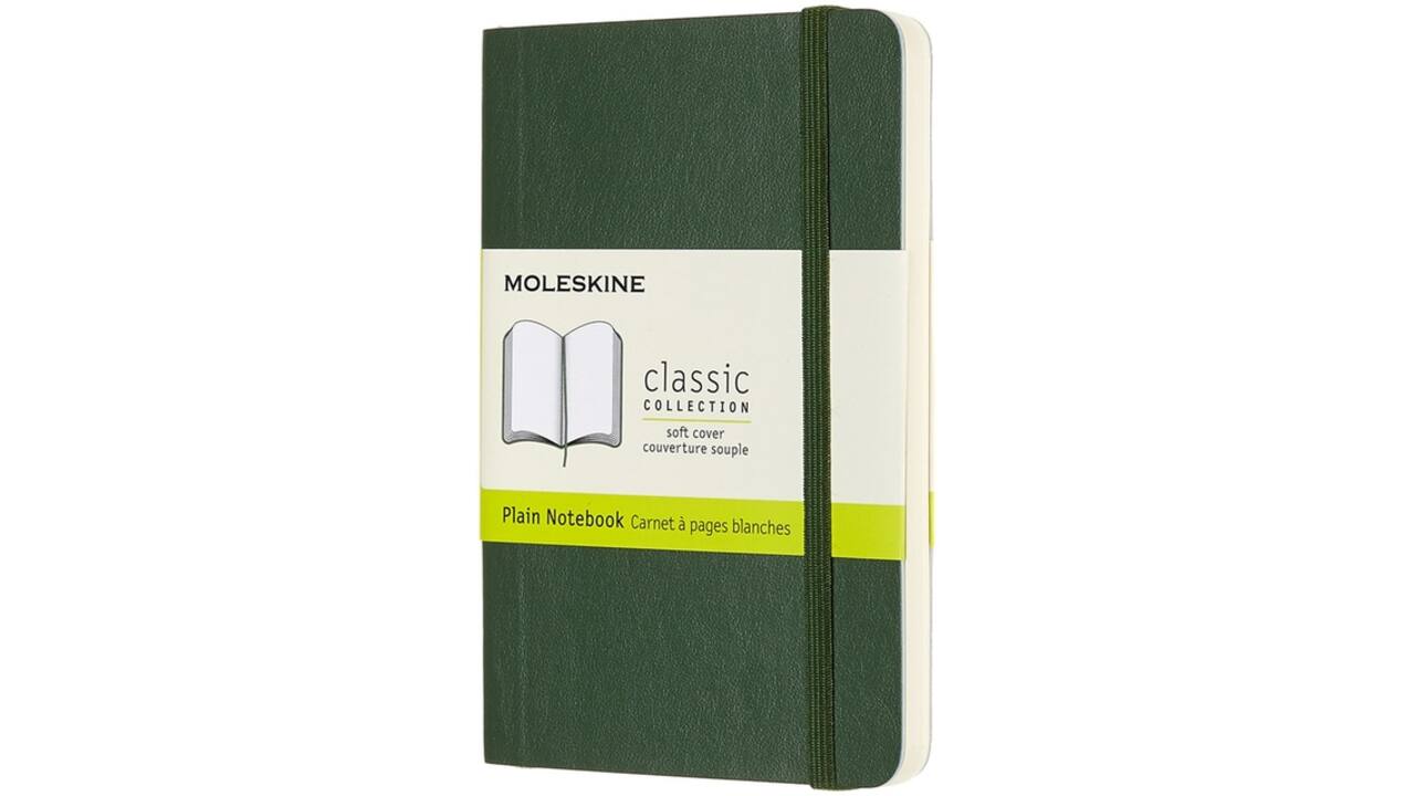 Notitieboek Moleskine pocket 90x140mm blanco soft cover myrtle green