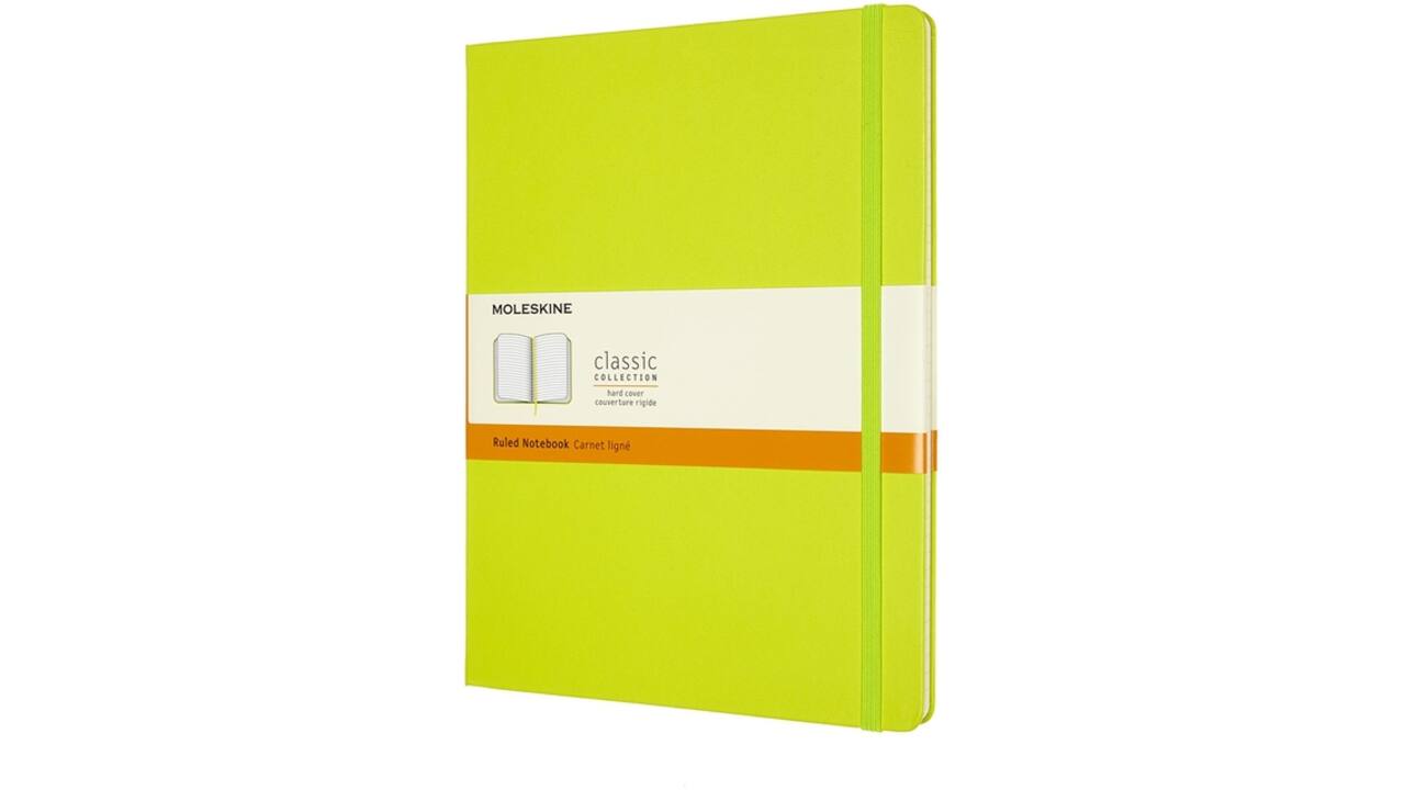 Notitieboek Moleskine XL 190x250mm lijn hard cover lemon green