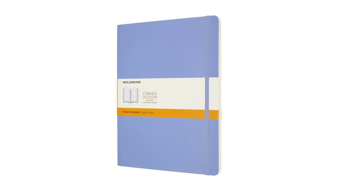 Notitieboek Moleskine XL 190x250mm lijn soft cover hydrangea blue