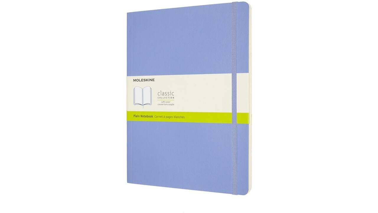 Notitieboek Moleskine XL 190x250mm blanco soft cover hydrangea blue