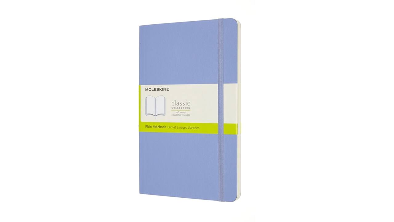 Notitieboek Moleskine large 130x210mm blanco soft cover hydrangea blue