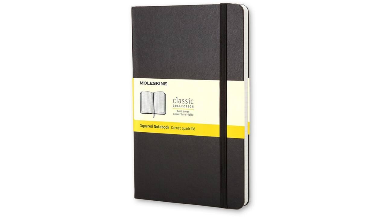 Notitieboek Moleskine pocket 90x140mm ruit 5x5mm hard cover zwart