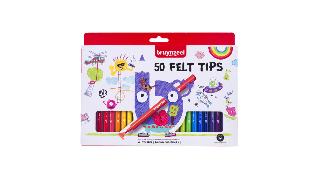 Viltstift Bruynzeel Kids assorti 50 stuks