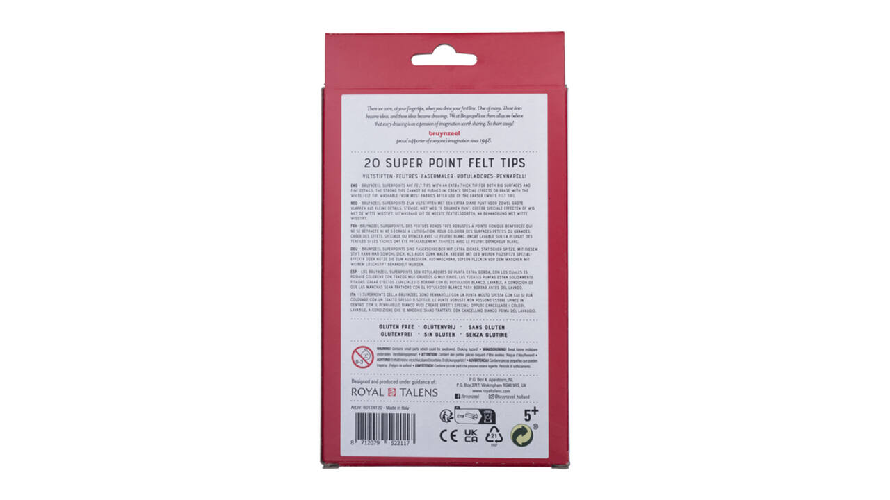 Viltstift Bruynzeel Kids Super Point assorti 20 stuks