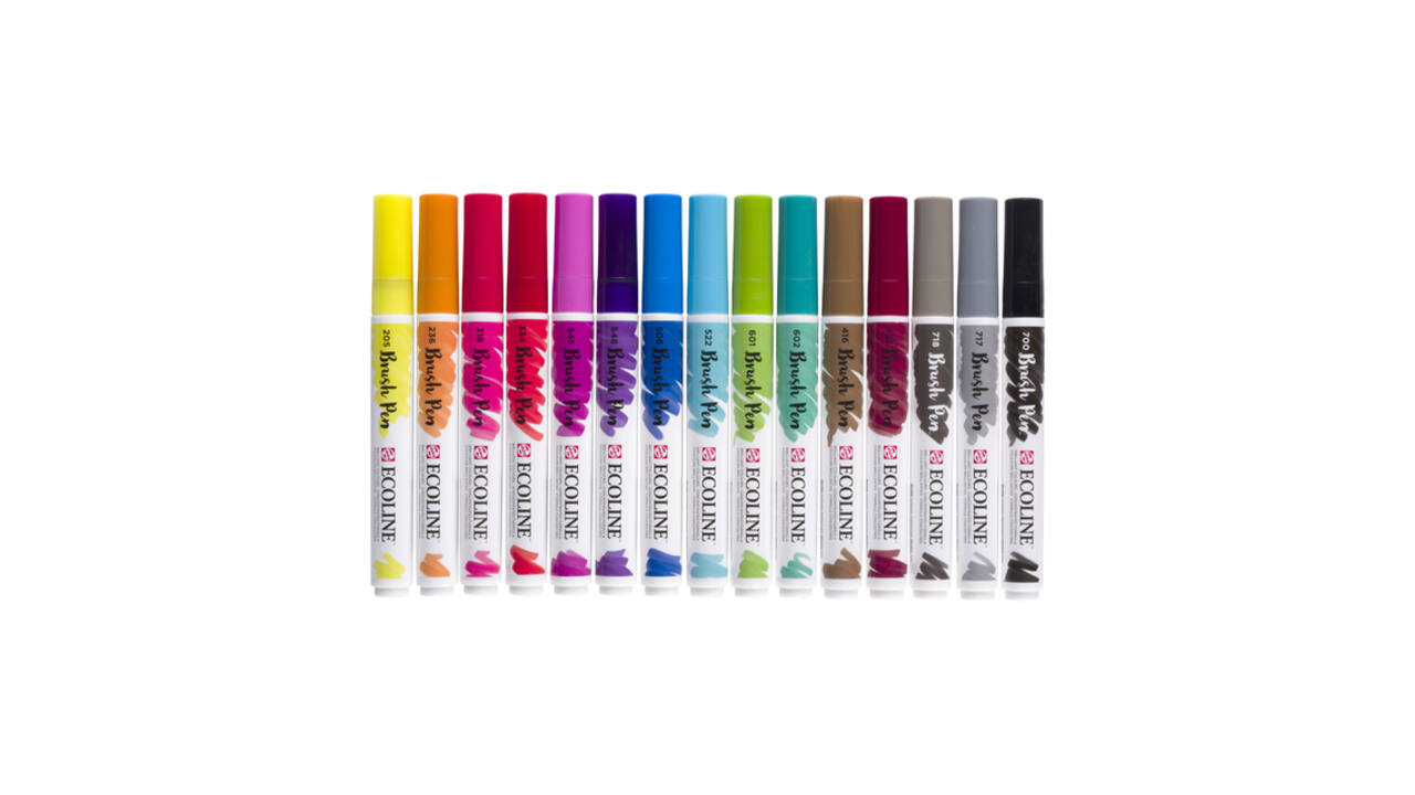 Brushpen Talens Ecoline set à 15 stuks assorti