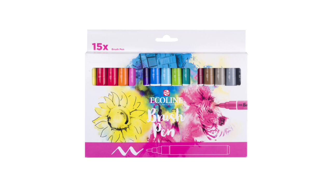 Brushpen Talens Ecoline set à 15 stuks assorti