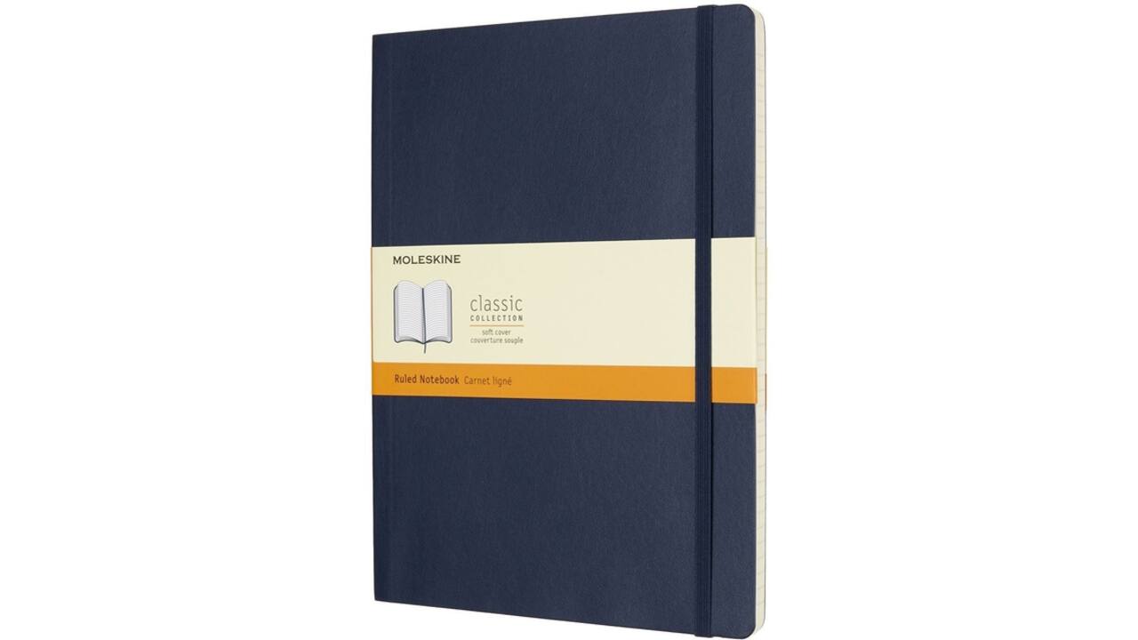 Notitieboek Moleskine XL 190x250mm lijn soft cover sapphire blue