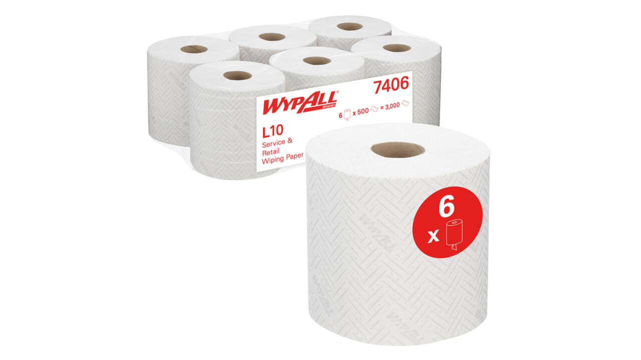 Poetspapier WypAll L10 GeneralClean 1-laags 500 vel wit 7406
