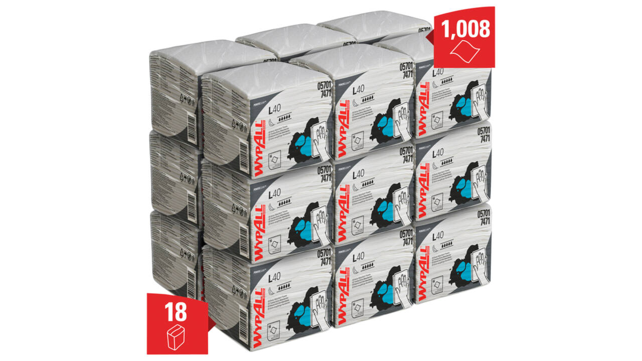 Reinigingsdoek WypAll L40 PowerClean 1-laags 18x56 vel wit 7471