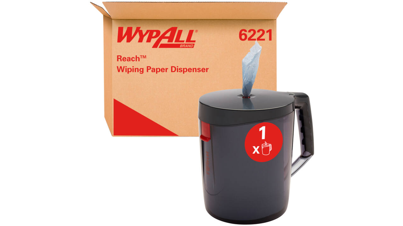 Poetspapierdispenser WypAll L10 Reach draagbare dispenser zwart 6221
