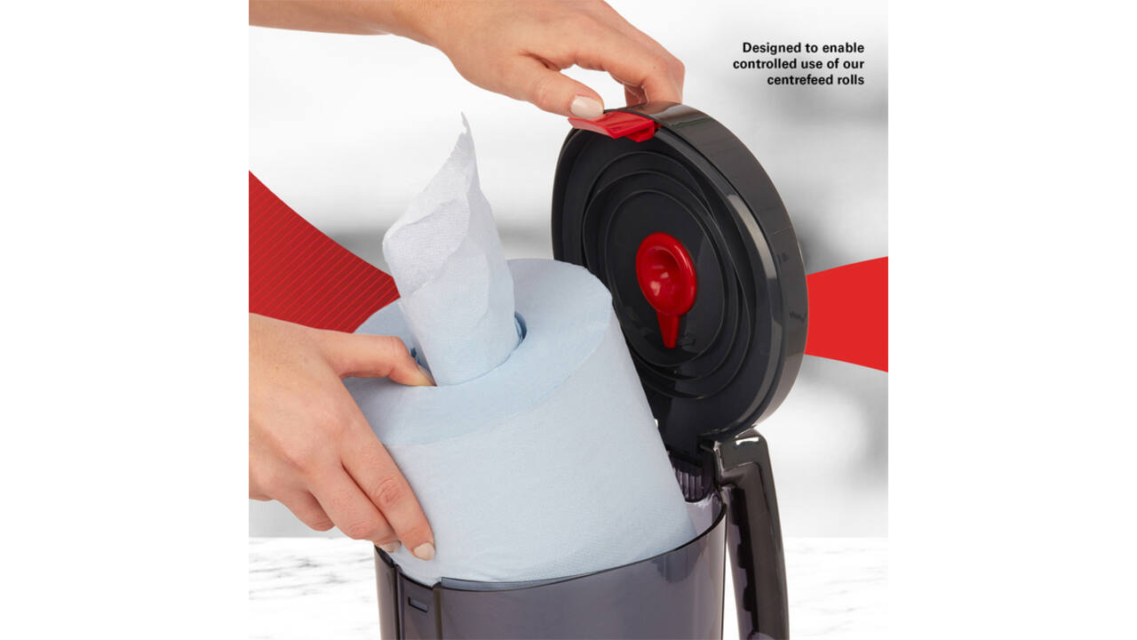 Poetspapierdispenser WypAll L10 Reach draagbare dispenser zwart 6221