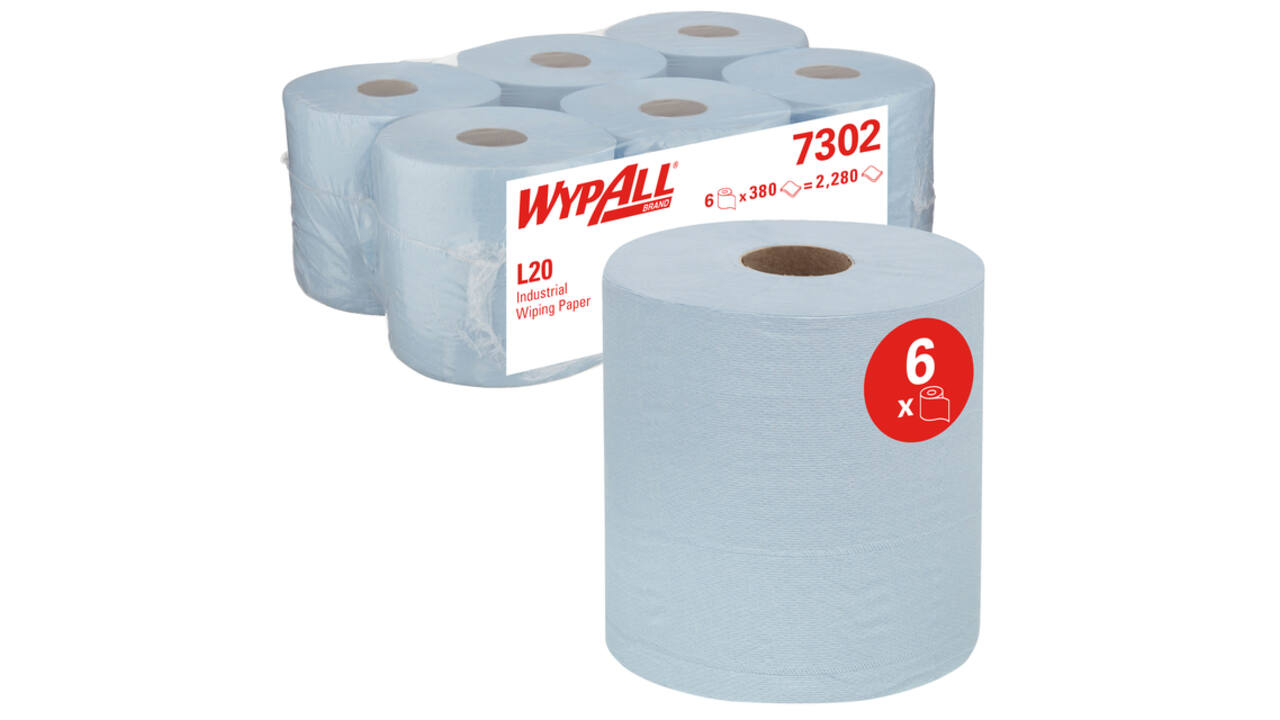 Poetspapier WypAll L20 GeneralClean 2-laags 336 vel blauw 7302