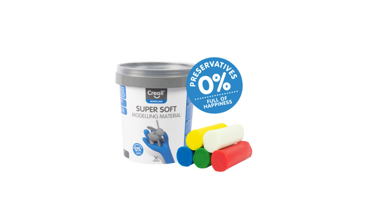 Klei Creall supersoft rood/blauw/groen/geel/wit 450gr
