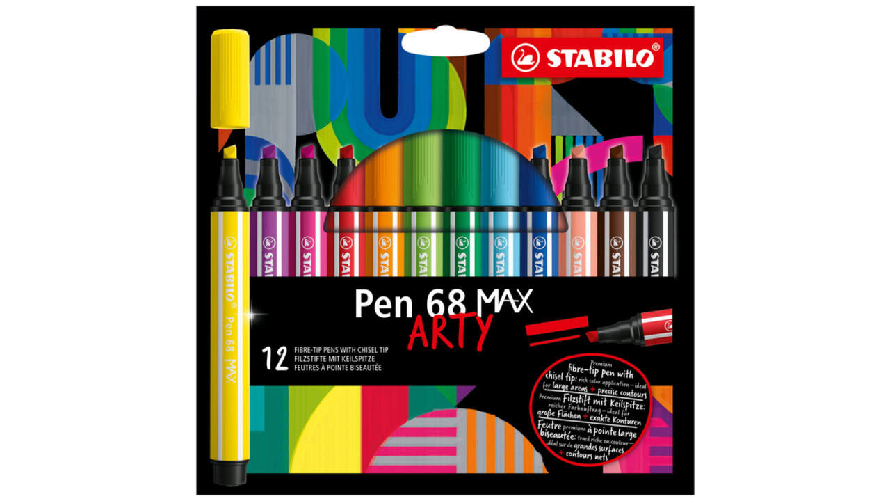 Viltstift STABILO Pen 68 /12 Max Arty assorti etui à 12 stuks