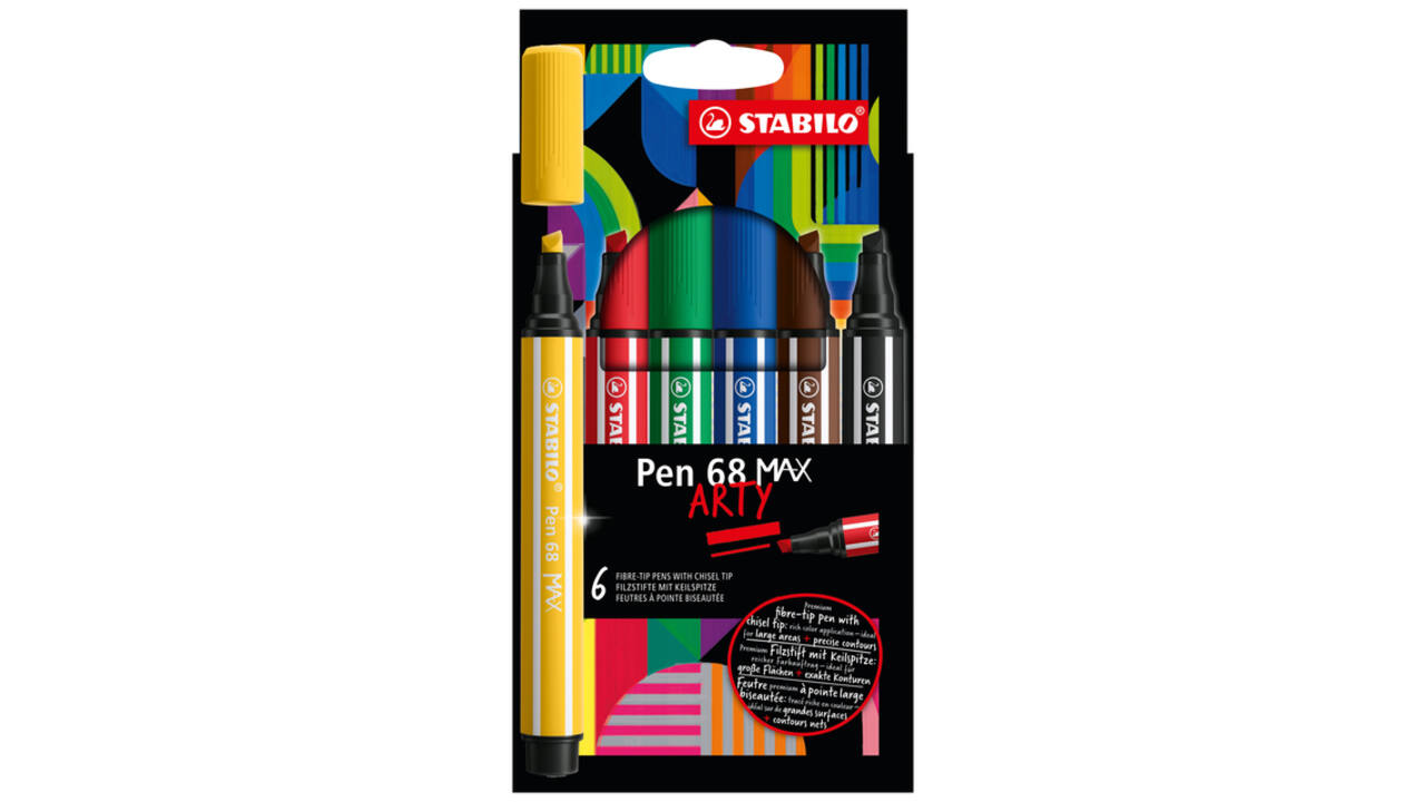 Viltstift STABILO Pen 68 Max Arty assorti etui à 6 stuks