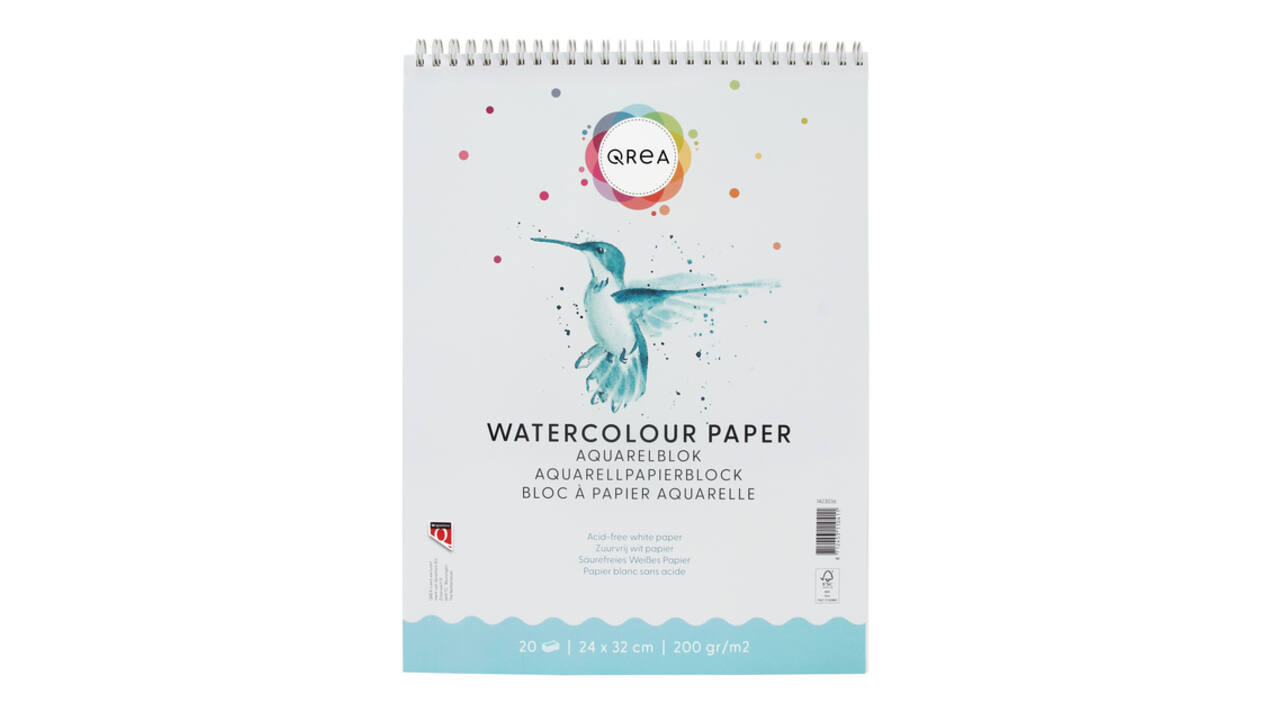 Aquarelblok Qrea 24x32 20 vel 200gr spiraal