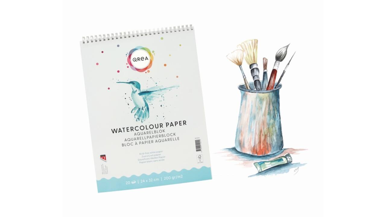 Aquarelblok Qrea 24x32 20 vel 200gr spiraal