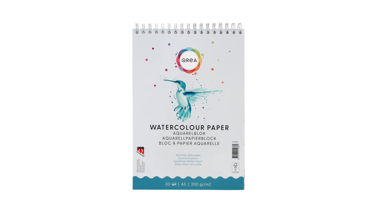 Aquarelblok Qrea A5 20 vel 200gr spiraal