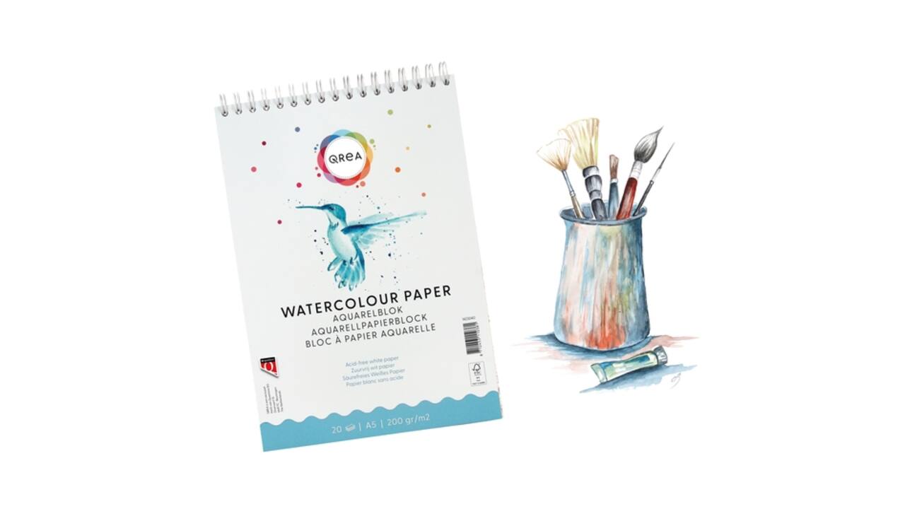 Aquarelblok Qrea A5 20 vel 200gr spiraal