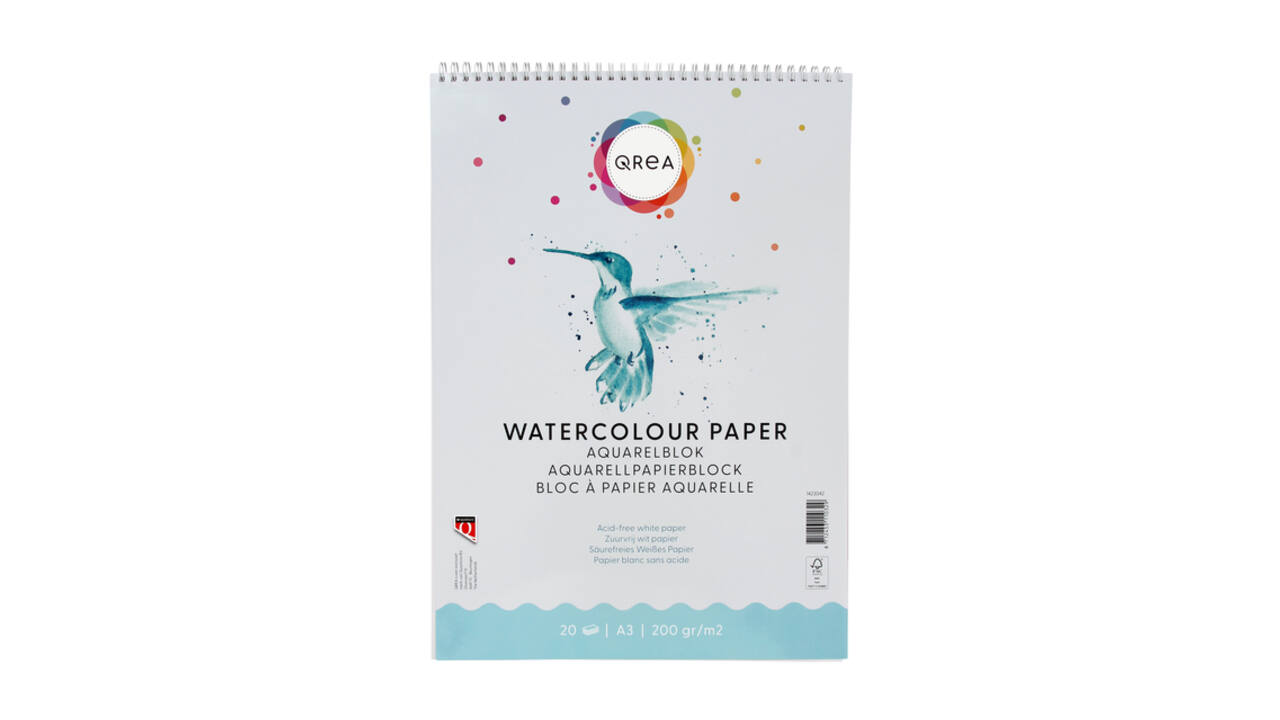 Aquarelblok Qrea A3 20 vel 200gr spiraal