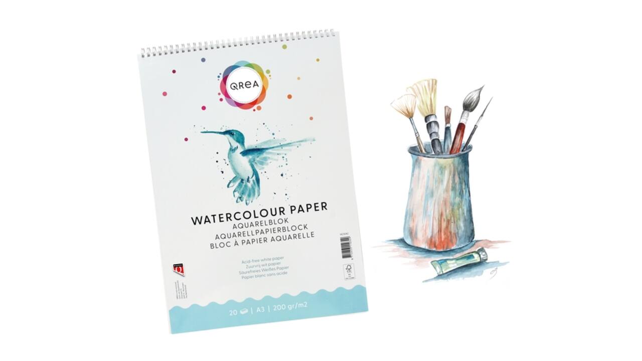 Aquarelblok Qrea A3 20 vel 200gr spiraal