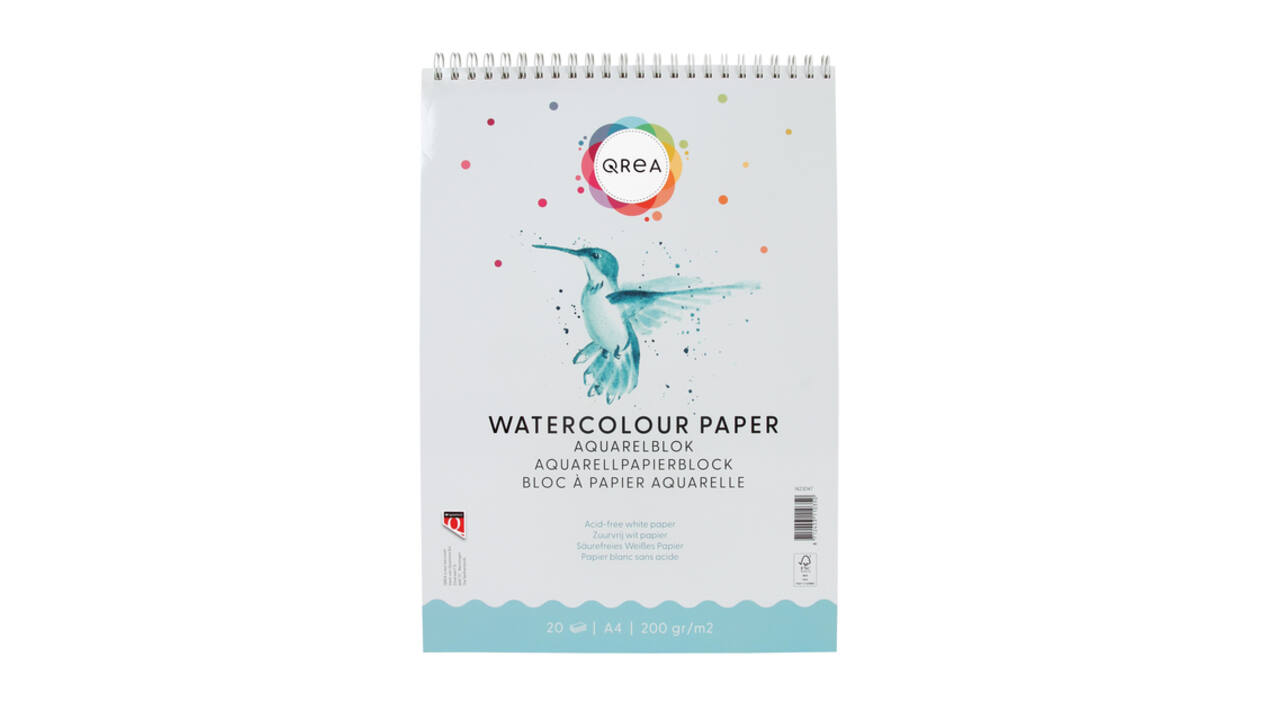 Aquarelblok Qrea A4 20 vel 200gr spiraal