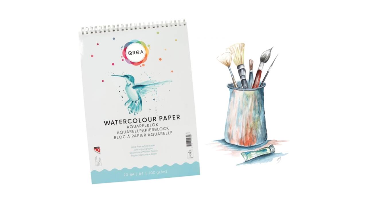 Aquarelblok Qrea A4 20 vel 200gr spiraal