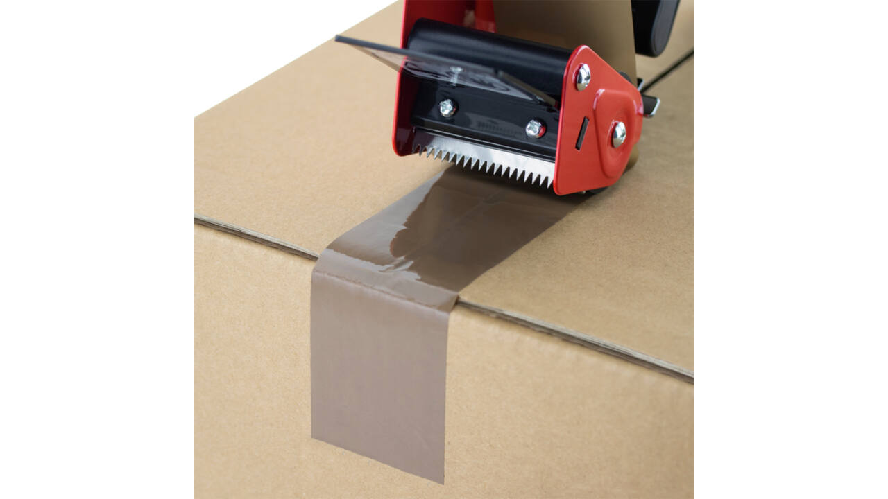 Verpakkingstape dispenser Rapesco Germ-Savvy 960 antibacterieel met bruine tape zwart