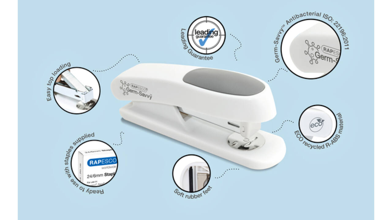 Nietmachine Rapesco Germ-Savvy Less Effort Eco Sting Ray antibacterieel wit