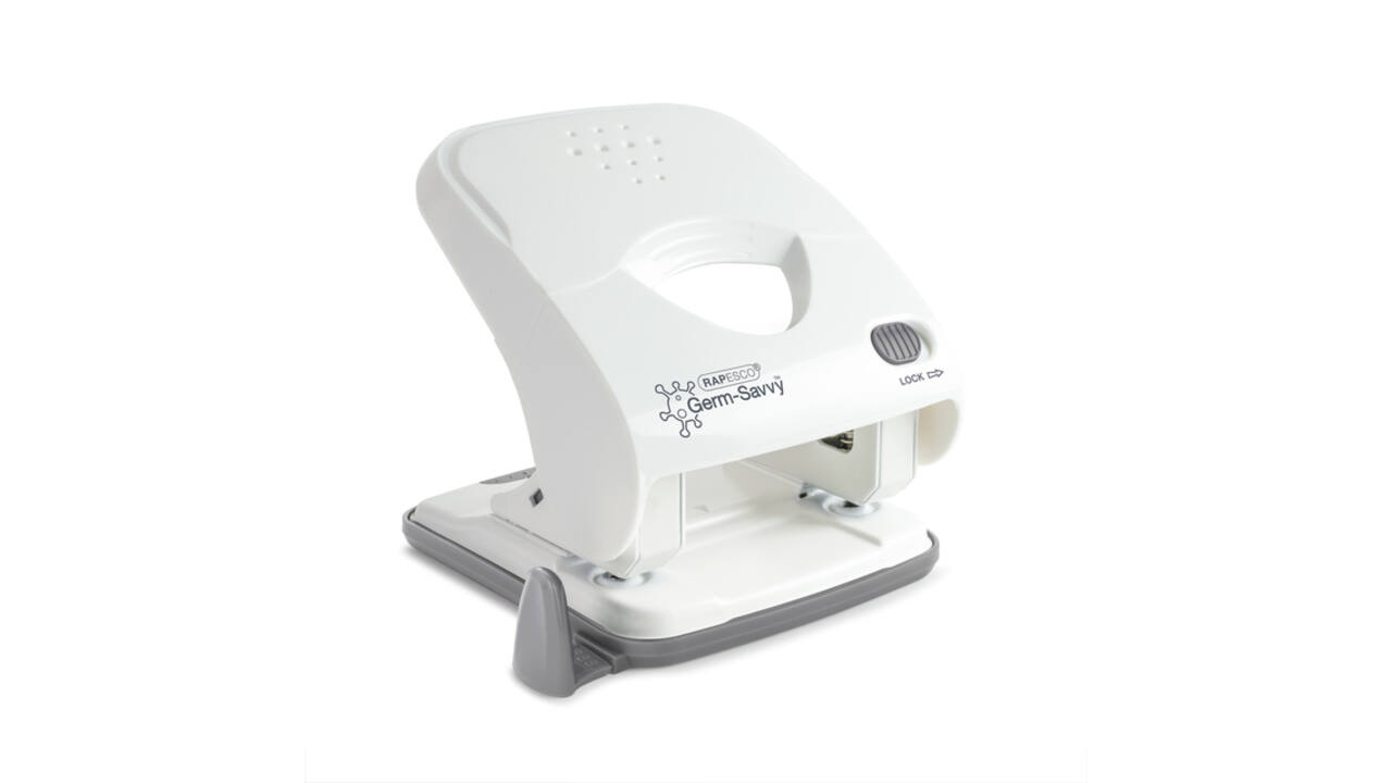 Perforator Rapesco Germ-Savvy Less Effort Eco X5-40ps antibacterieel 2-gaats wit