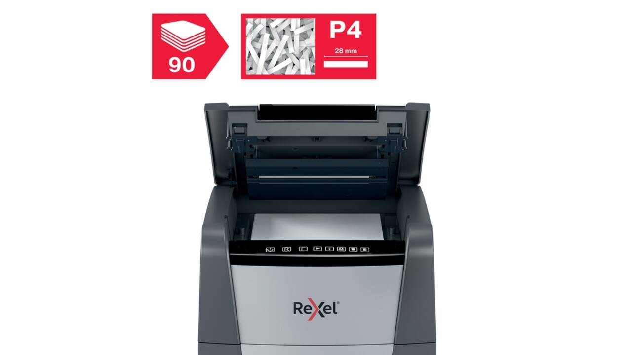 Papiervernietiger Rexel Optimum Auto+ 90X snippers 4x28mm