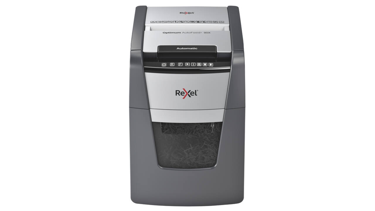 Papiervernietiger Rexel Optimum Auto+ 90X snippers 4x28mm