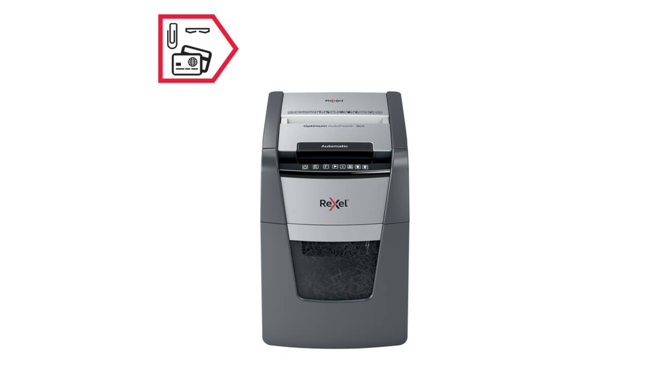 Papiervernietiger Rexel Optimum Auto+ 90X snippers 4x28mm