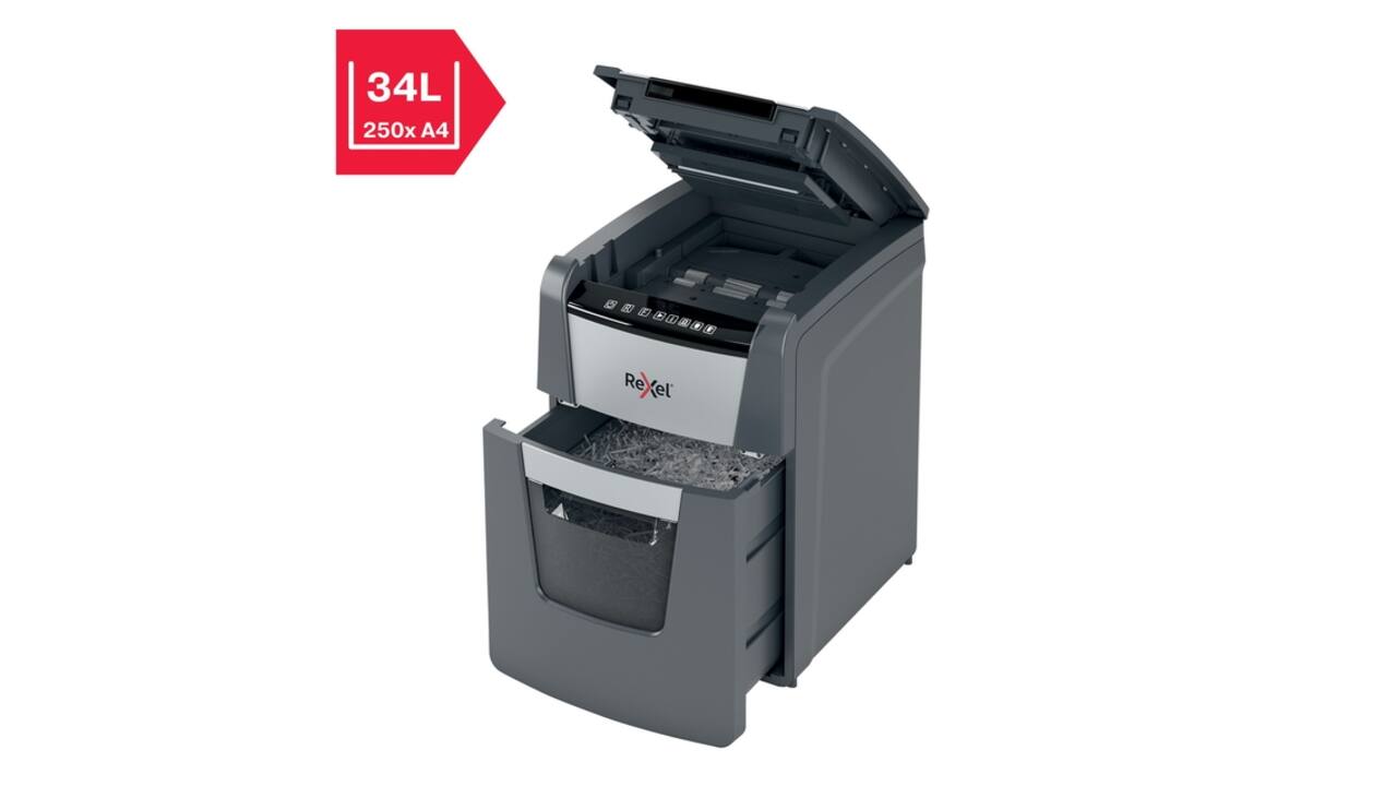 Papiervernietiger Rexel Optimum Auto+ 90X snippers 4x28mm