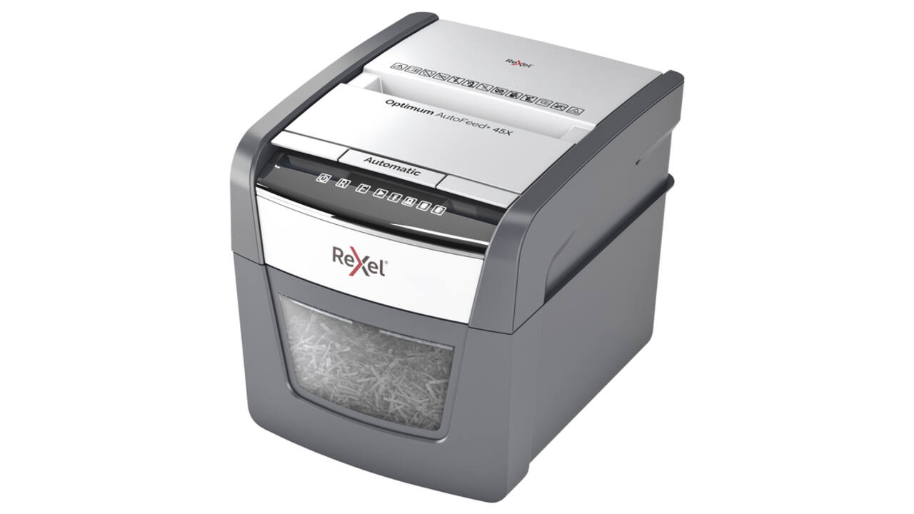 Papiervernietiger Rexel Optimum Auto+ 45X snippers 4x28mm