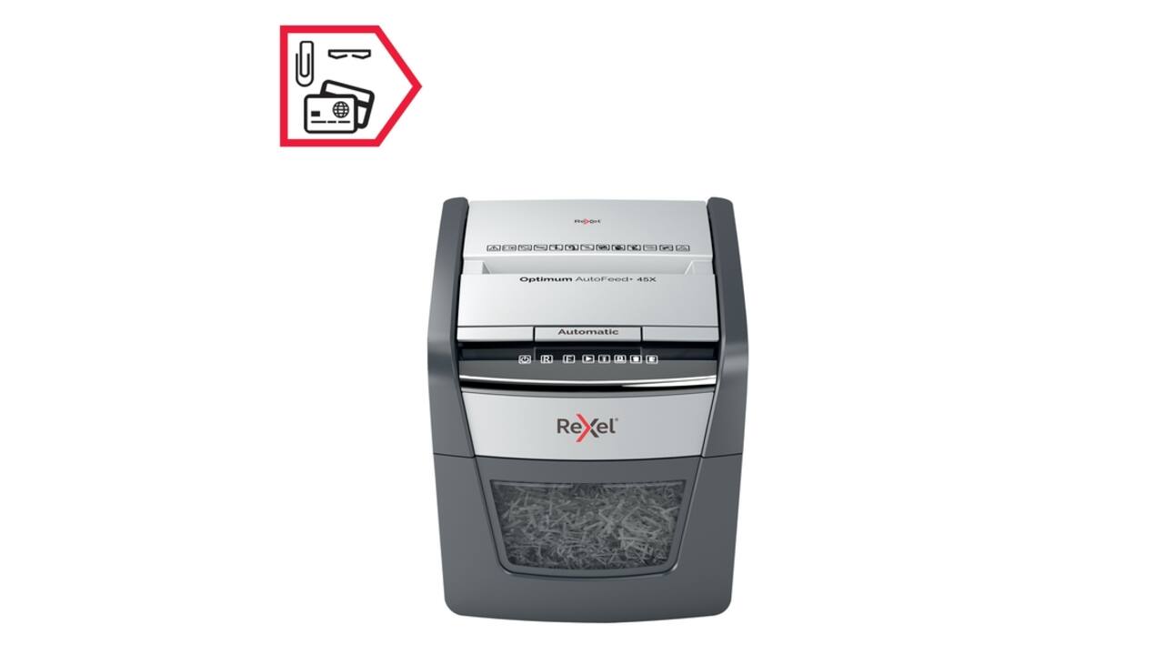 Papiervernietiger Rexel Optimum Auto+ 45X snippers 4x28mm