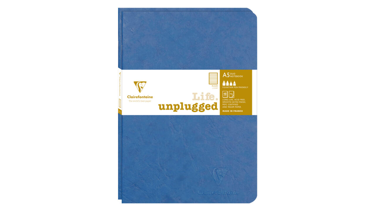 Schrift Clairefontaine A5 lijn 96 pagina's 90gr blauw seal à 2 stuks