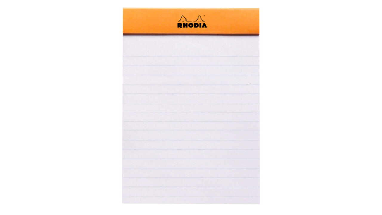 Schrijfblok Rhodia A6 lijn 80 vel 80gr oranje